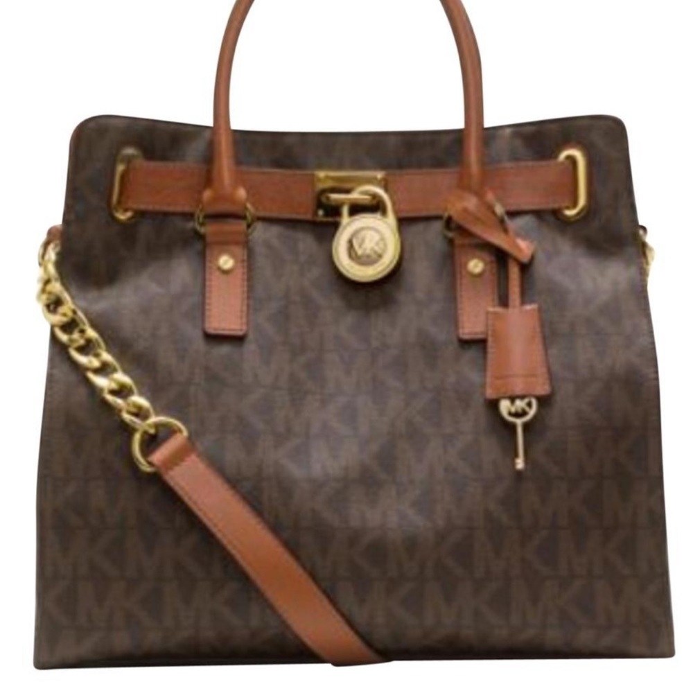 Michael Kors Hobo Large Hamilton Mk Signature Monogram Logo TotePvc Shoulder Bag